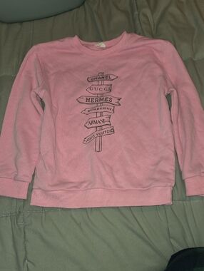 12 Pm By Mon Ami Pink Kids Sweatshirt with Graphic Signpost